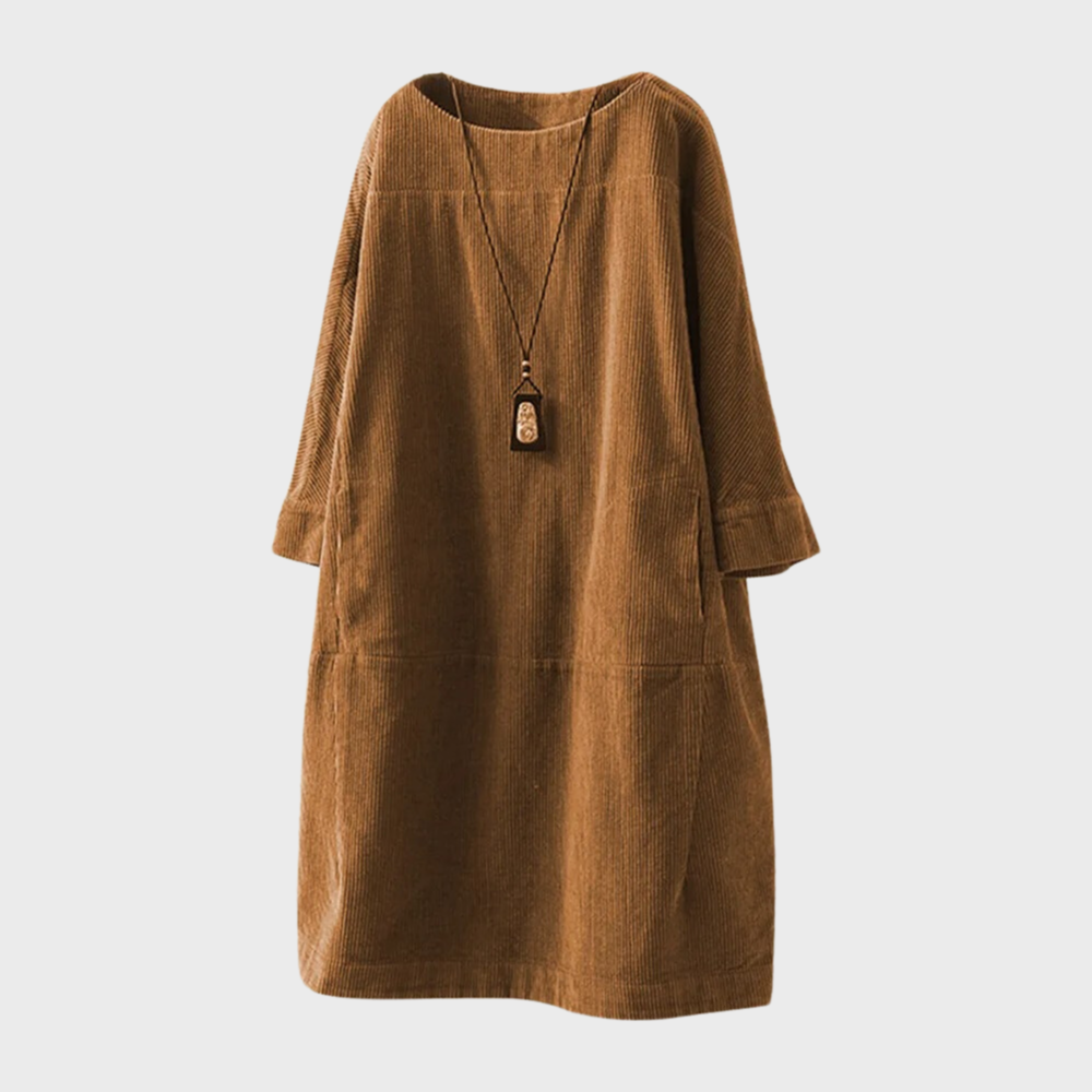 Lucia - Vestido holgado de pana azul celeste mujer