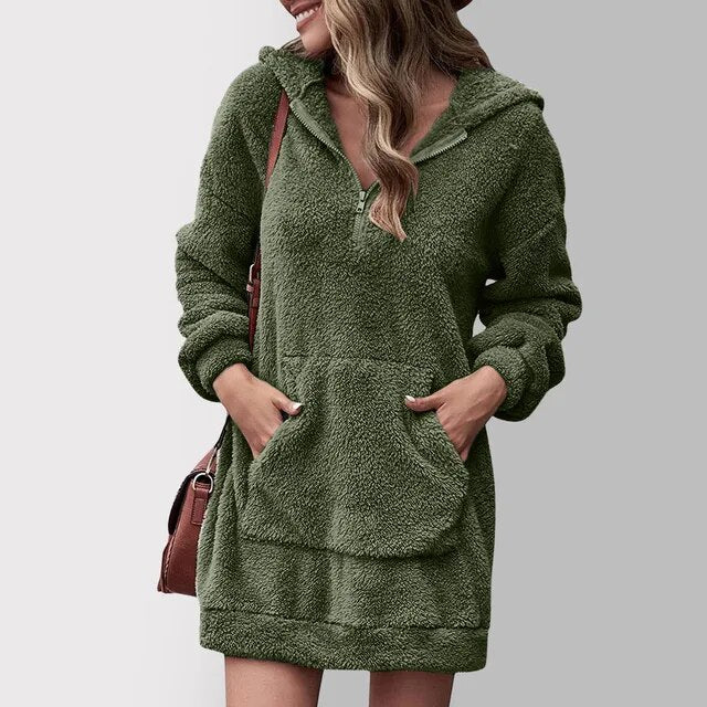 Valentina - Vestido sudadera con capucha y bolsillo mujer