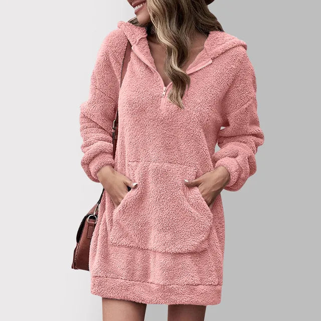 Valentina - Vestido sudadera con capucha y bolsillo mujer