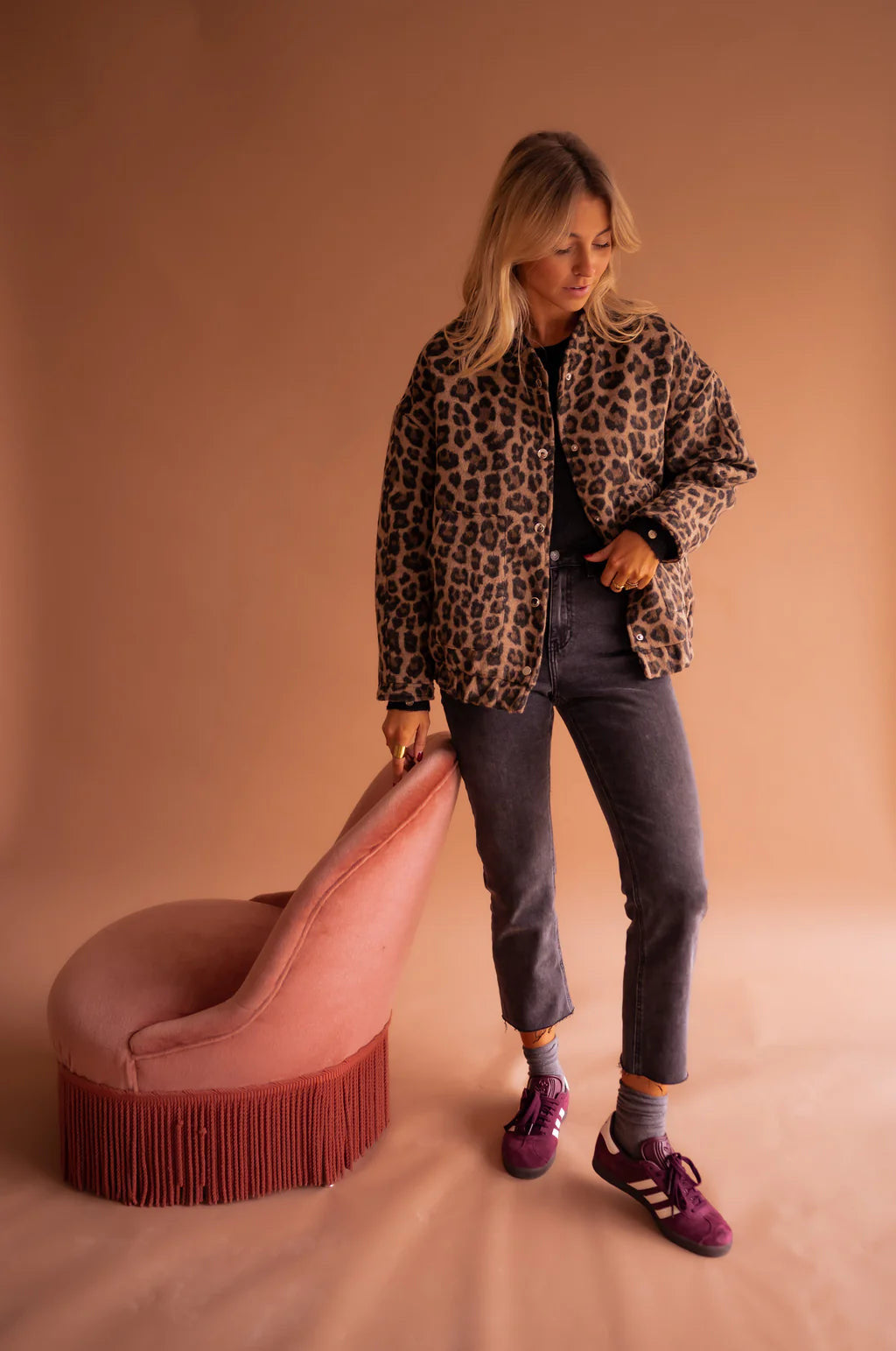 Daniela - Chaqueta animal print para mujer con botones