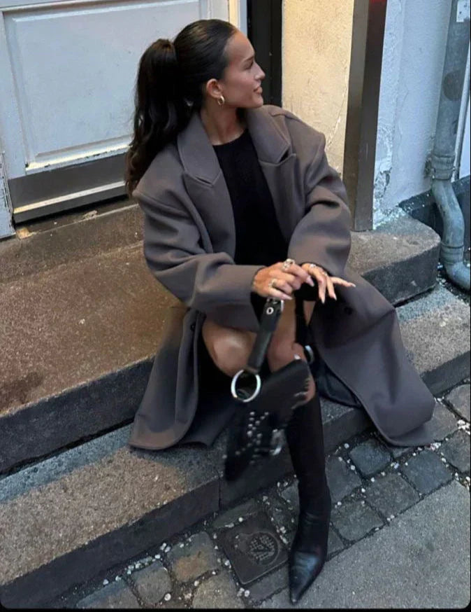 Elena - Abrigo largo de mujer con doble botonadura