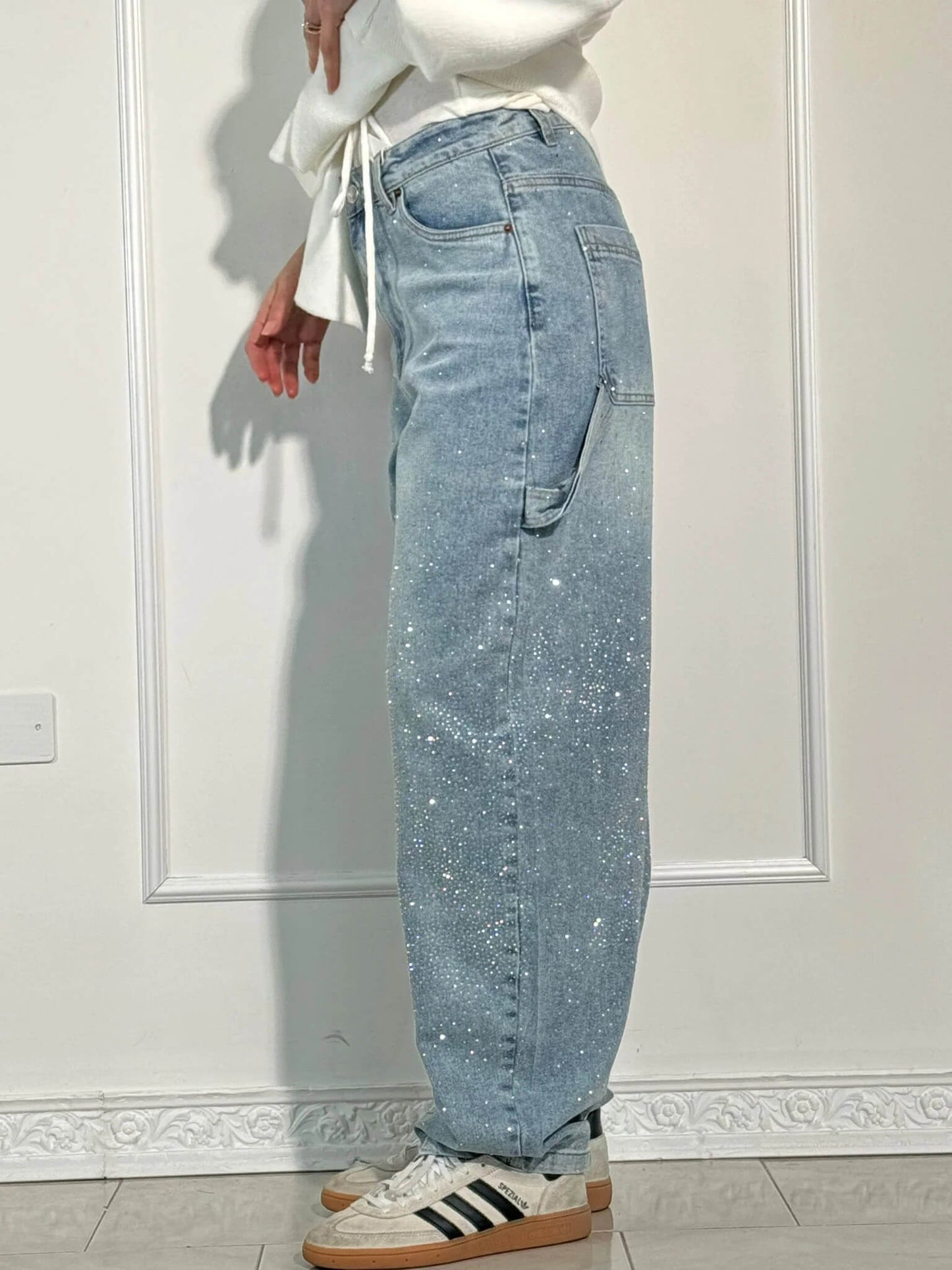 Paula – Pantalones Vaqueros Anchos con Brillos para Mujer