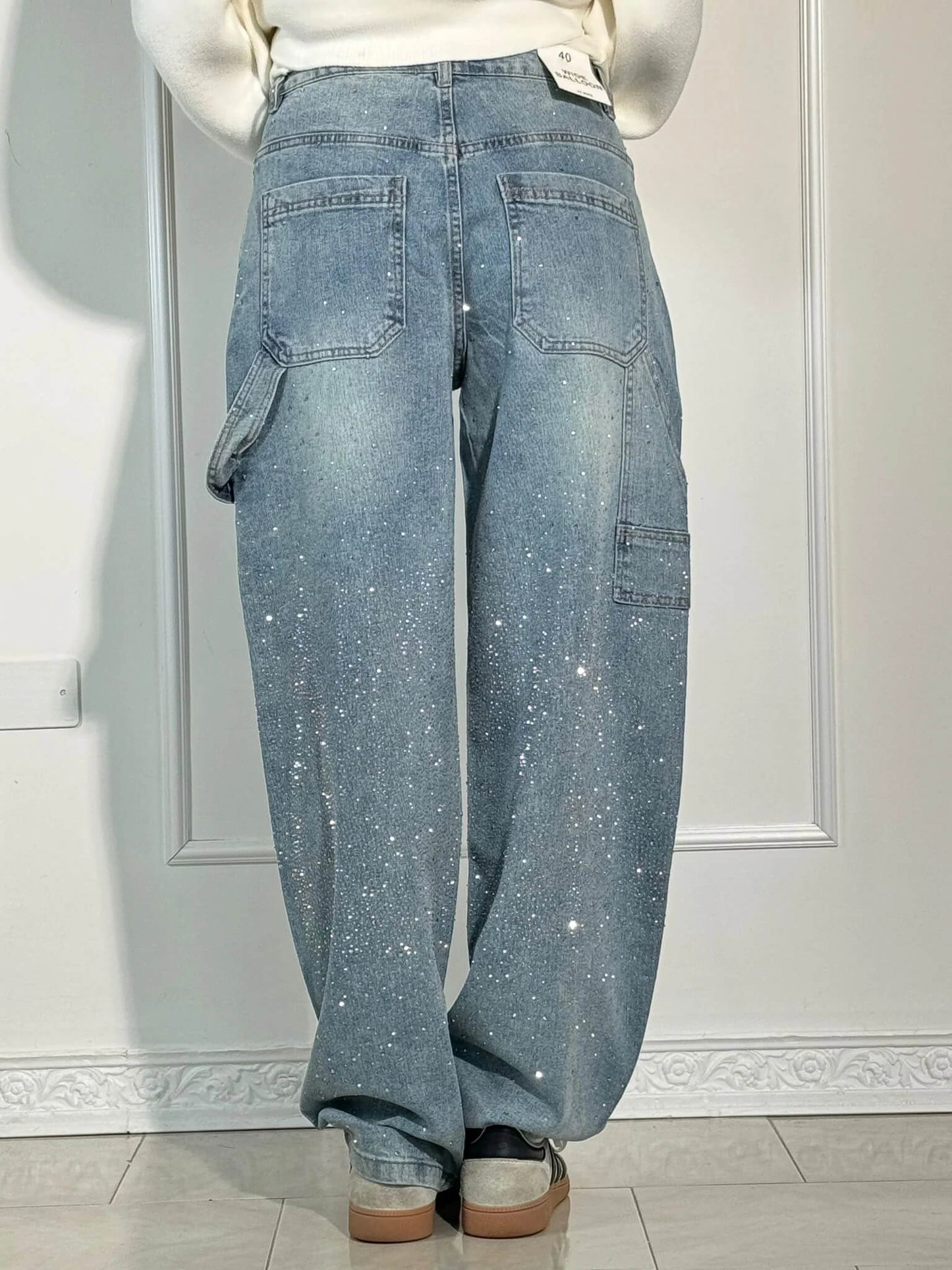 Paula – Pantalones Vaqueros Anchos con Brillos para Mujer