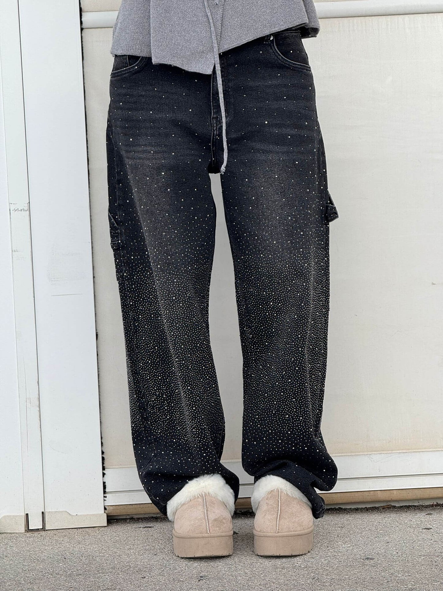 Paula – Pantalones Vaqueros Anchos con Brillos para Mujer
