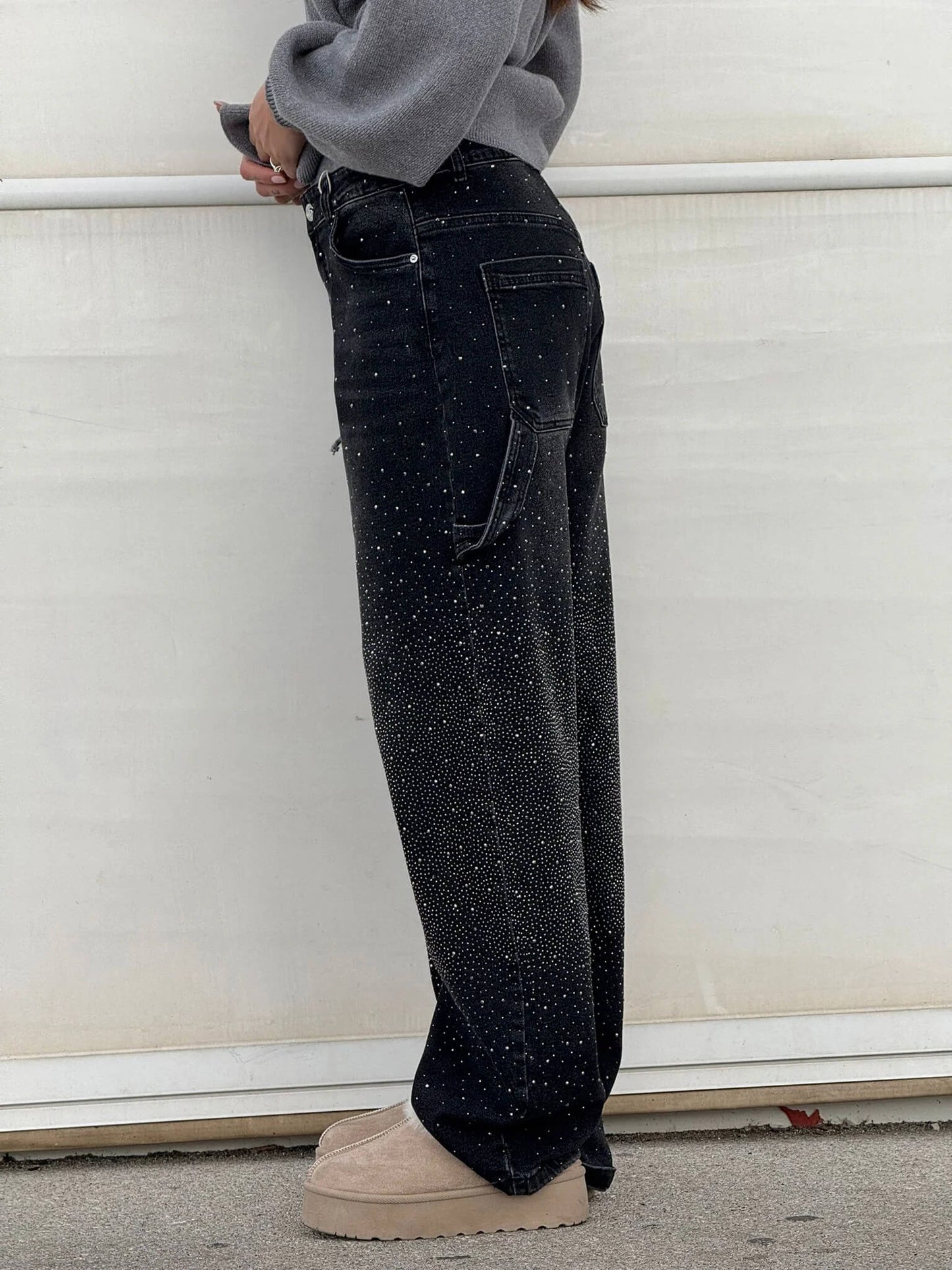 Paula – Pantalones Vaqueros Anchos con Brillos para Mujer