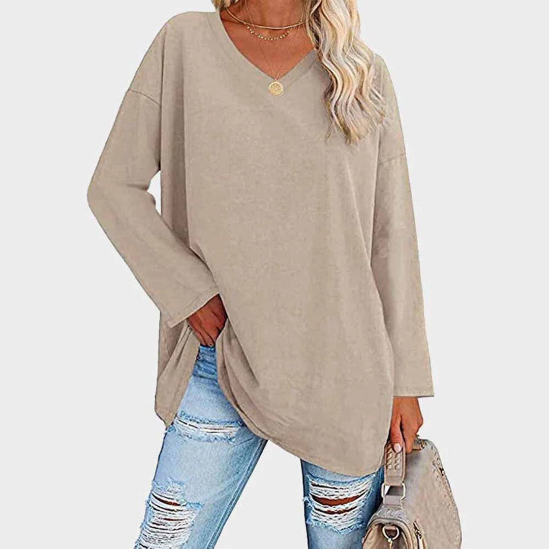 Amelia - Suéter oversize fucsia con cuello en V mujer