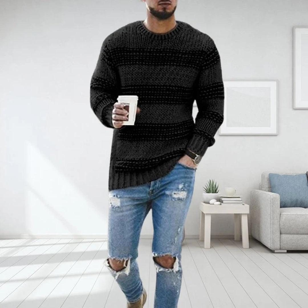 Mateo - Suéter de punto a rayas negro hombre