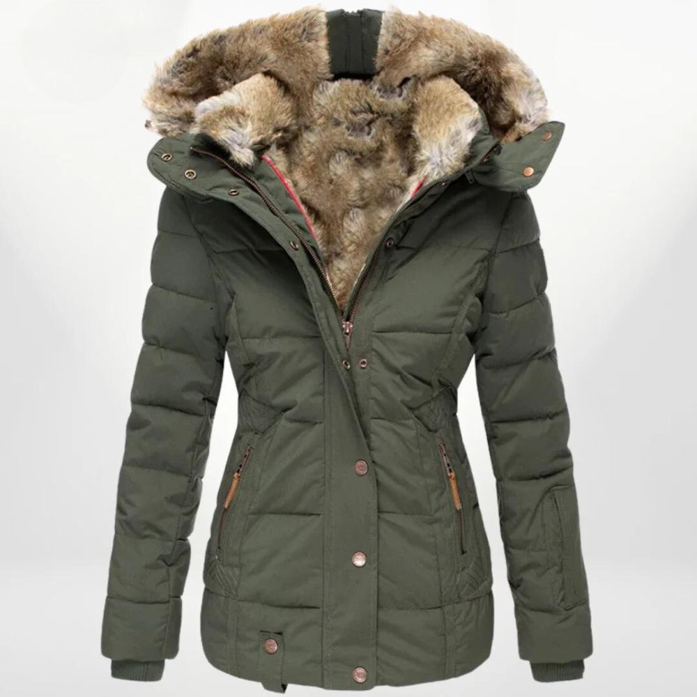Natalia – Chaqueta acolchada con capucha y forro de peluche para mujer