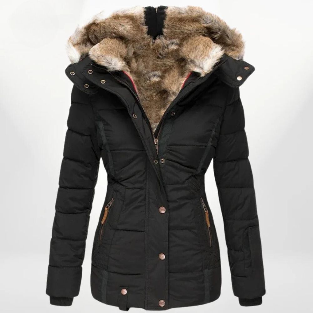Natalia – Chaqueta acolchada con capucha y forro de peluche para mujer