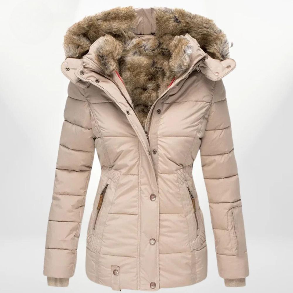 Natalia – Chaqueta acolchada con capucha y forro de peluche para mujer