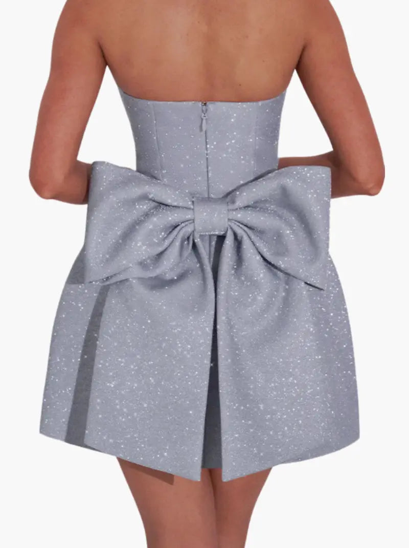 Celeste - Vestido Corto Mujer Strapless Con Brillos