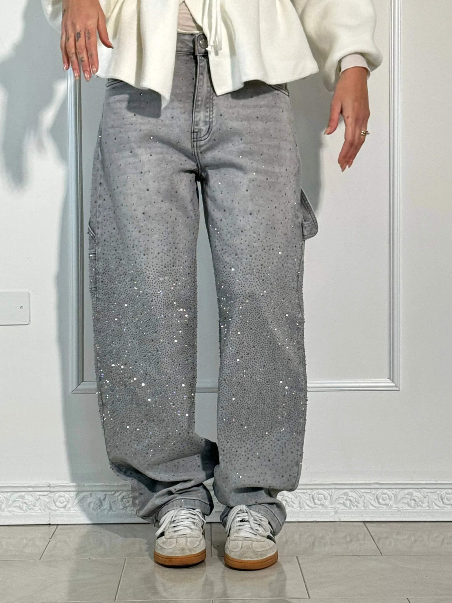 Paula – Pantalones Vaqueros Anchos con Brillos para Mujer