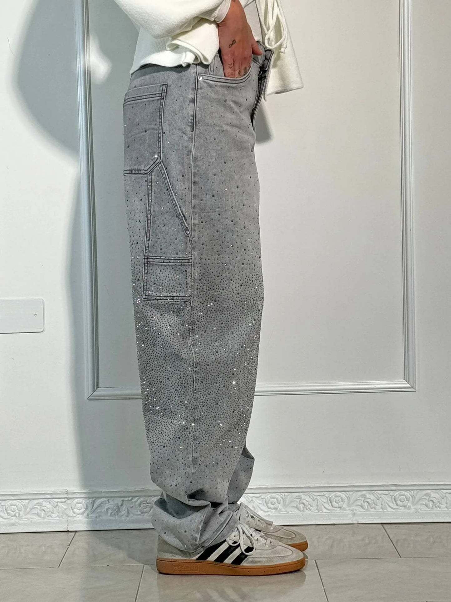 Paula – Pantalones Vaqueros Anchos con Brillos para Mujer