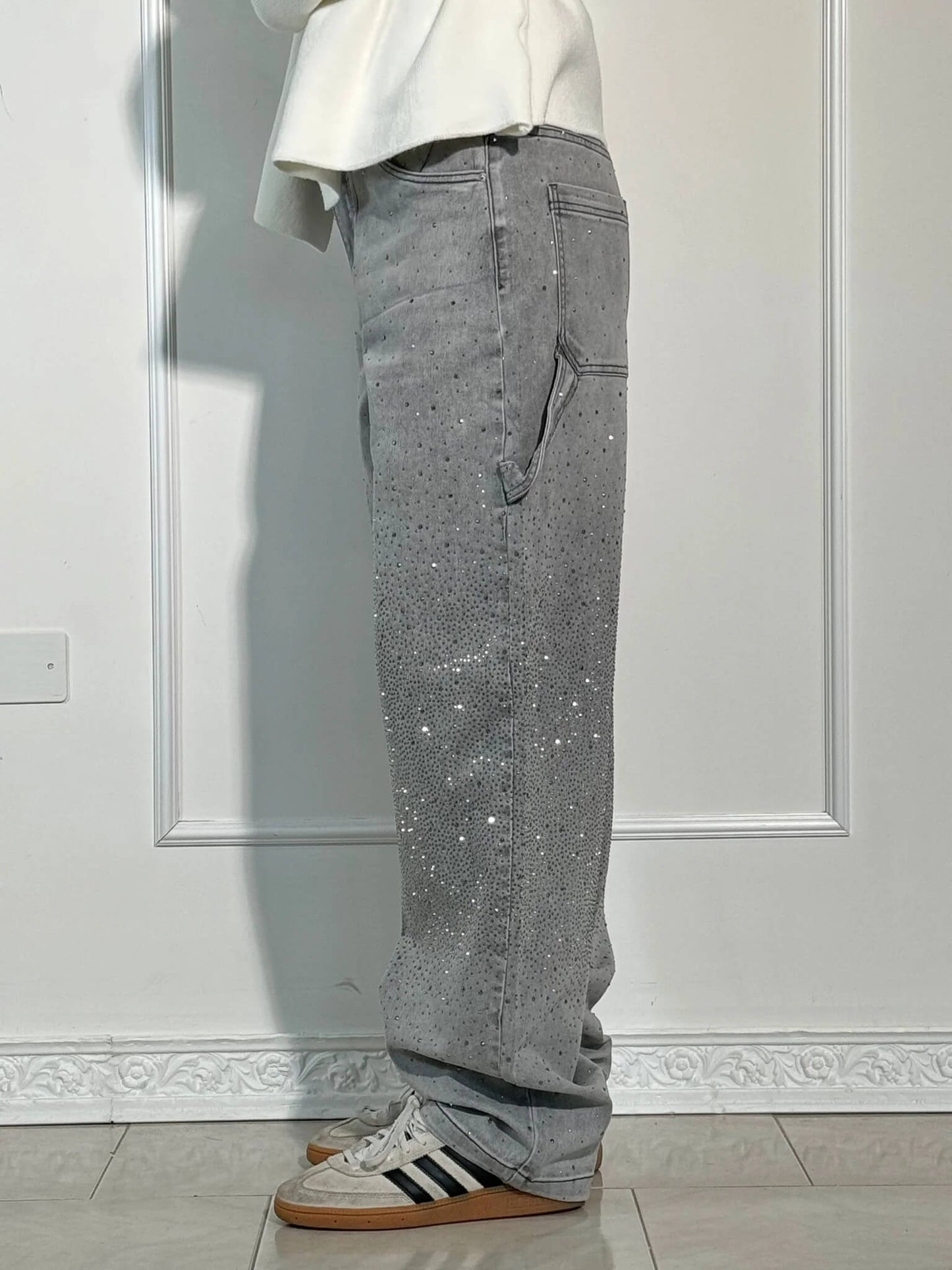 Paula – Pantalones Vaqueros Anchos con Brillos para Mujer