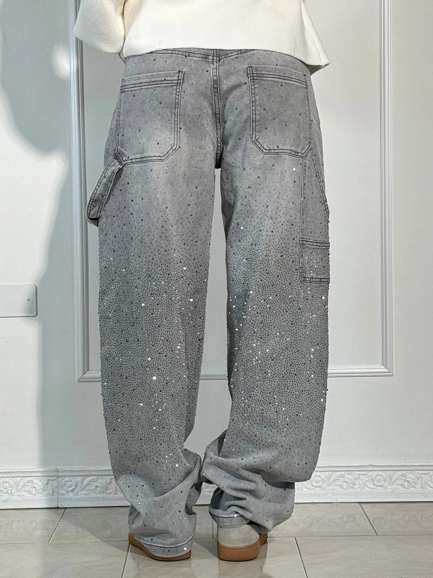 Paula – Pantalones Vaqueros Anchos con Brillos para Mujer
