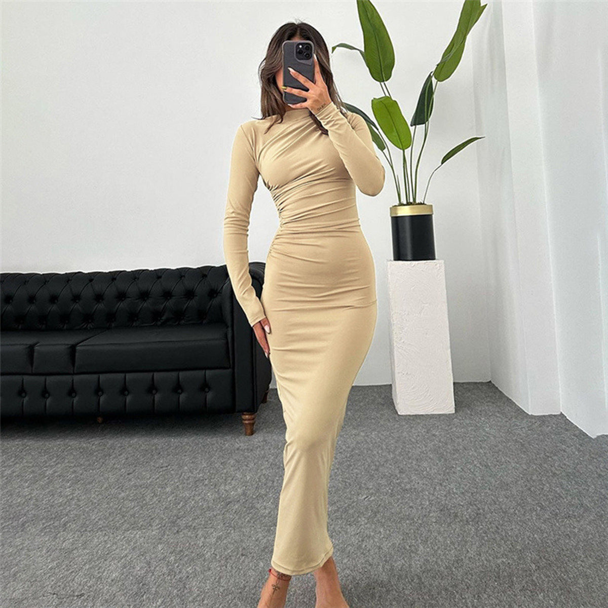 Adriana - Vestido ajustado largo mujer manga larga