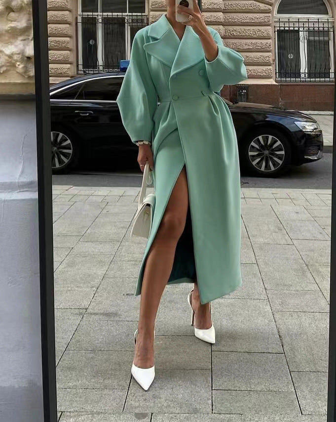 Claudine - Abrigo lana largo para mujer moda invierno elegante