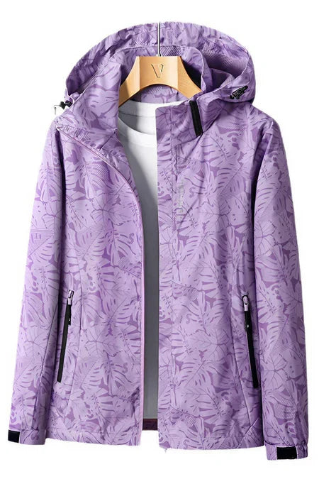Natalia - Chaqueta impermeable ligera con capucha y estampado mujer