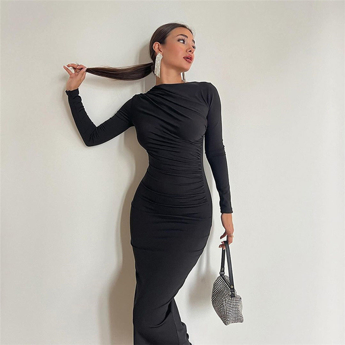 Adriana - Vestido ajustado largo mujer manga larga