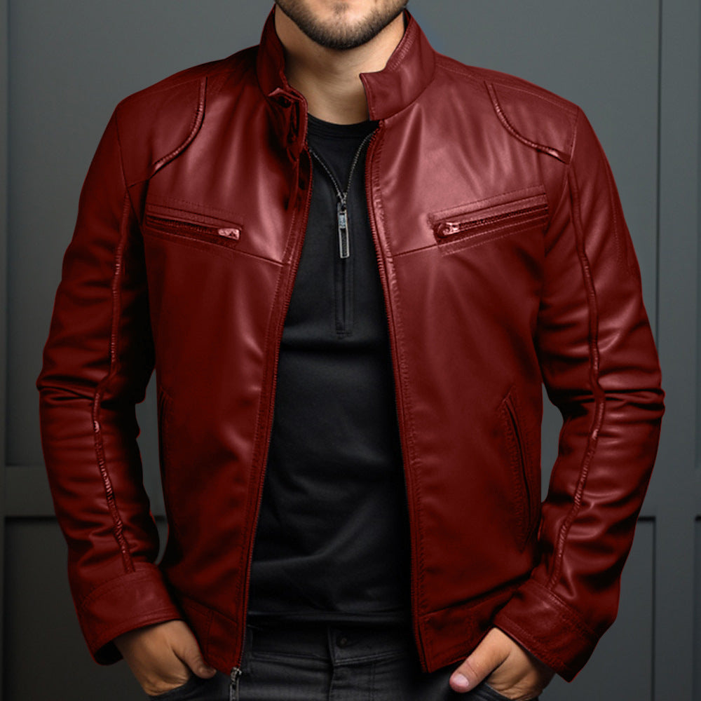 Iván - Chaqueta de piel con cremallera para hombre