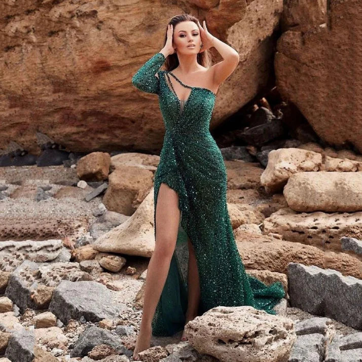 Daniela - Vestido de Fiesta Mujer Asimétrico con Abertura