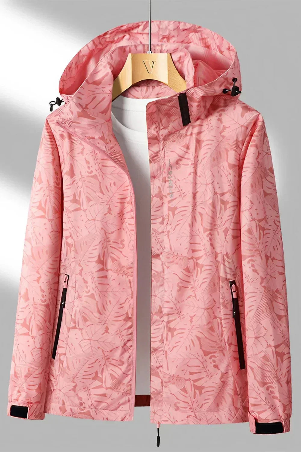 Natalia - Chaqueta impermeable ligera con capucha y estampado mujer