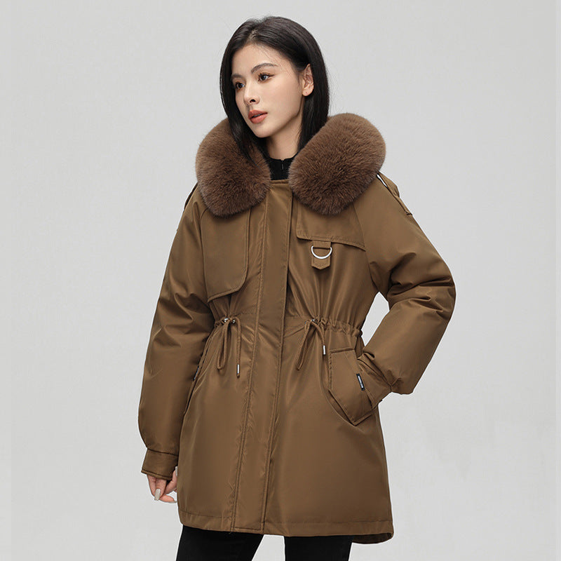 Julieta - Parka marrón de mujer con cuello de pelo