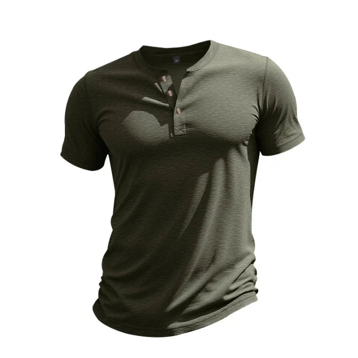Daniel - Camiseta de hombre manga corta con cuello henley