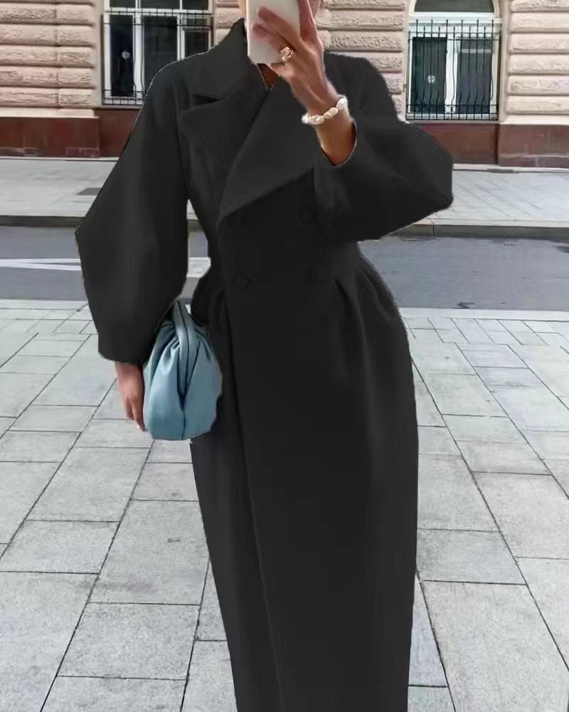 Claudine - Abrigo lana largo para mujer moda invierno elegante