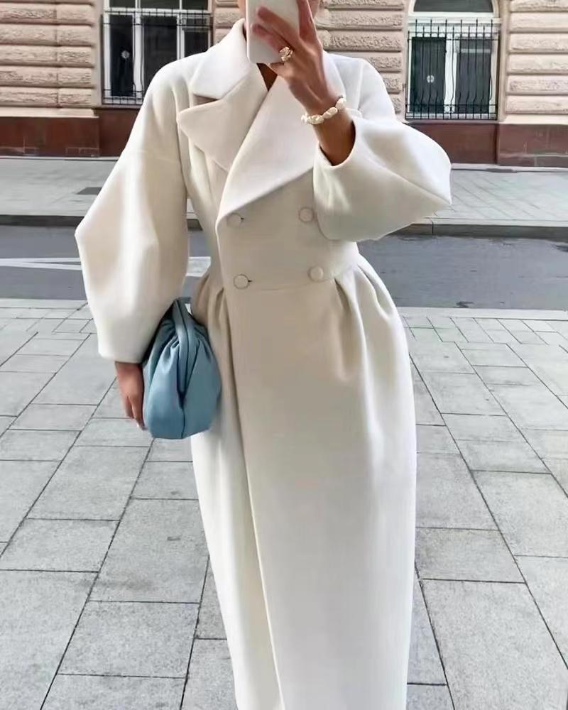 Claudine - Abrigo lana largo para mujer moda invierno elegante