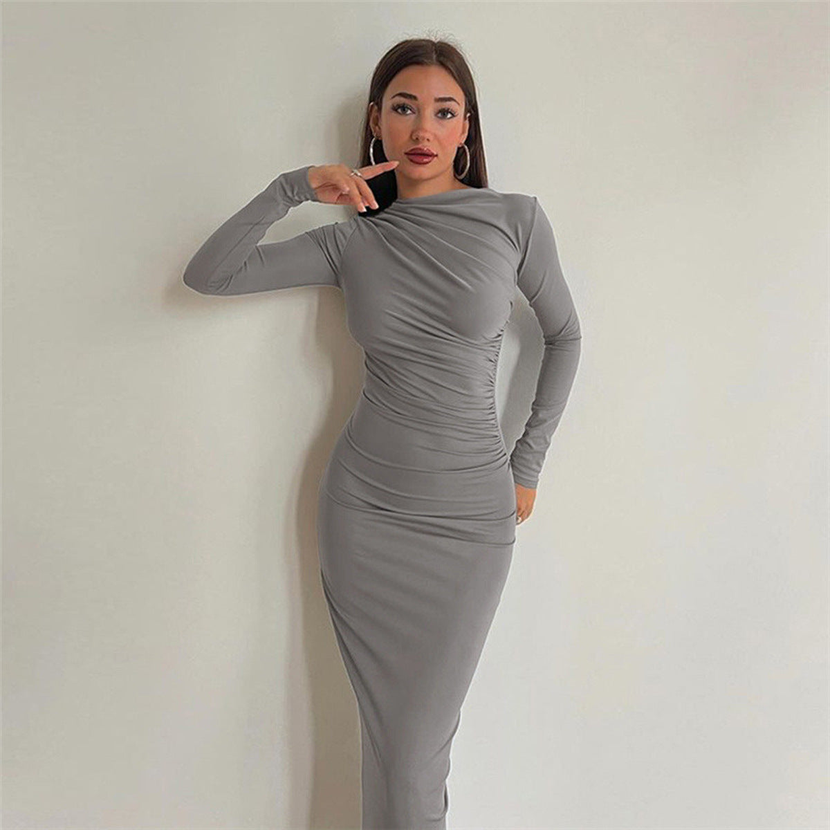 Adriana - Vestido ajustado largo mujer manga larga