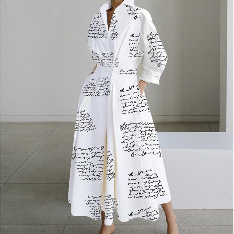 Marina - Vestido camisero blanco largo mujer