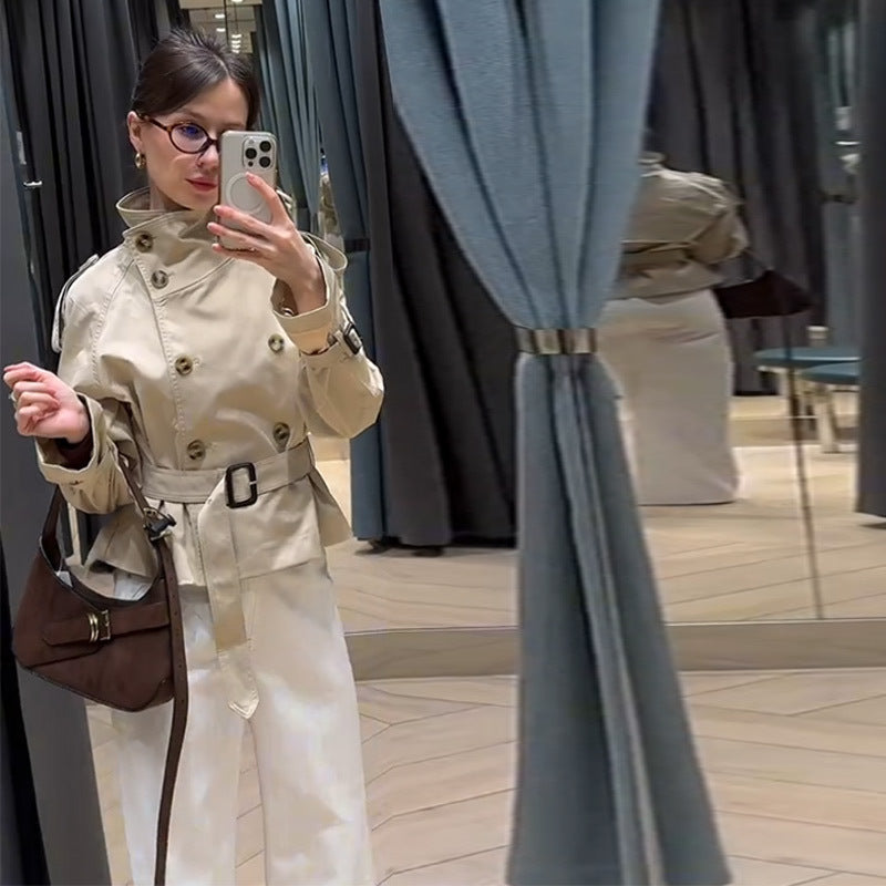 Isabella - Gabardina corta de mujer con cinturón