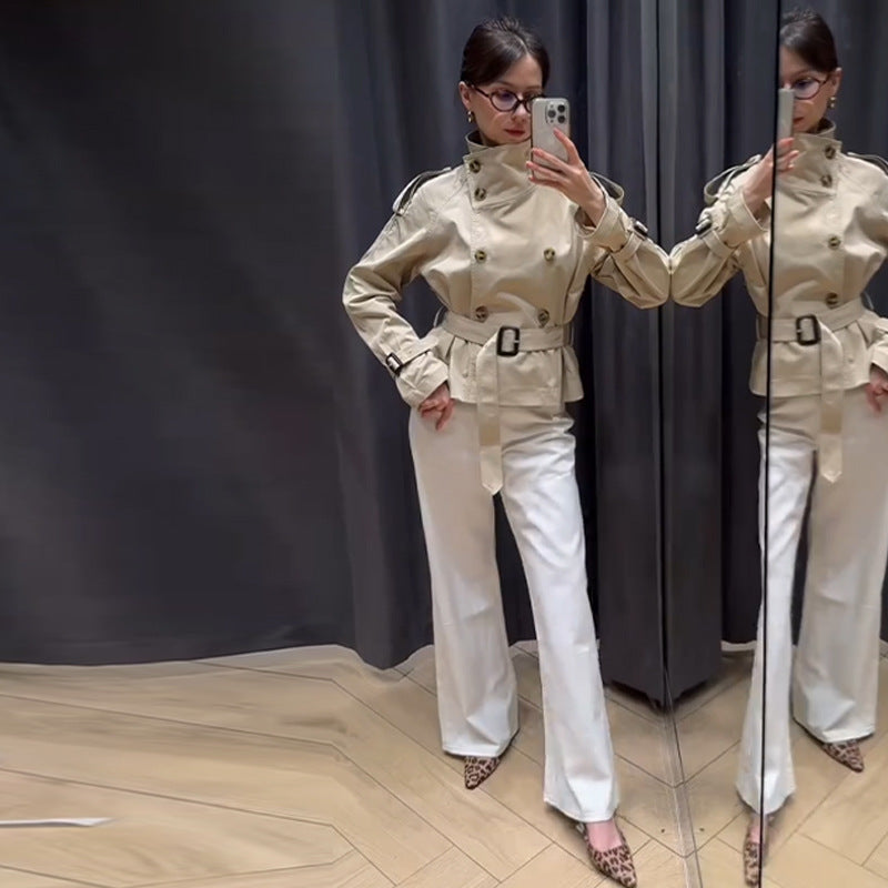 Isabella - Gabardina corta de mujer con cinturón