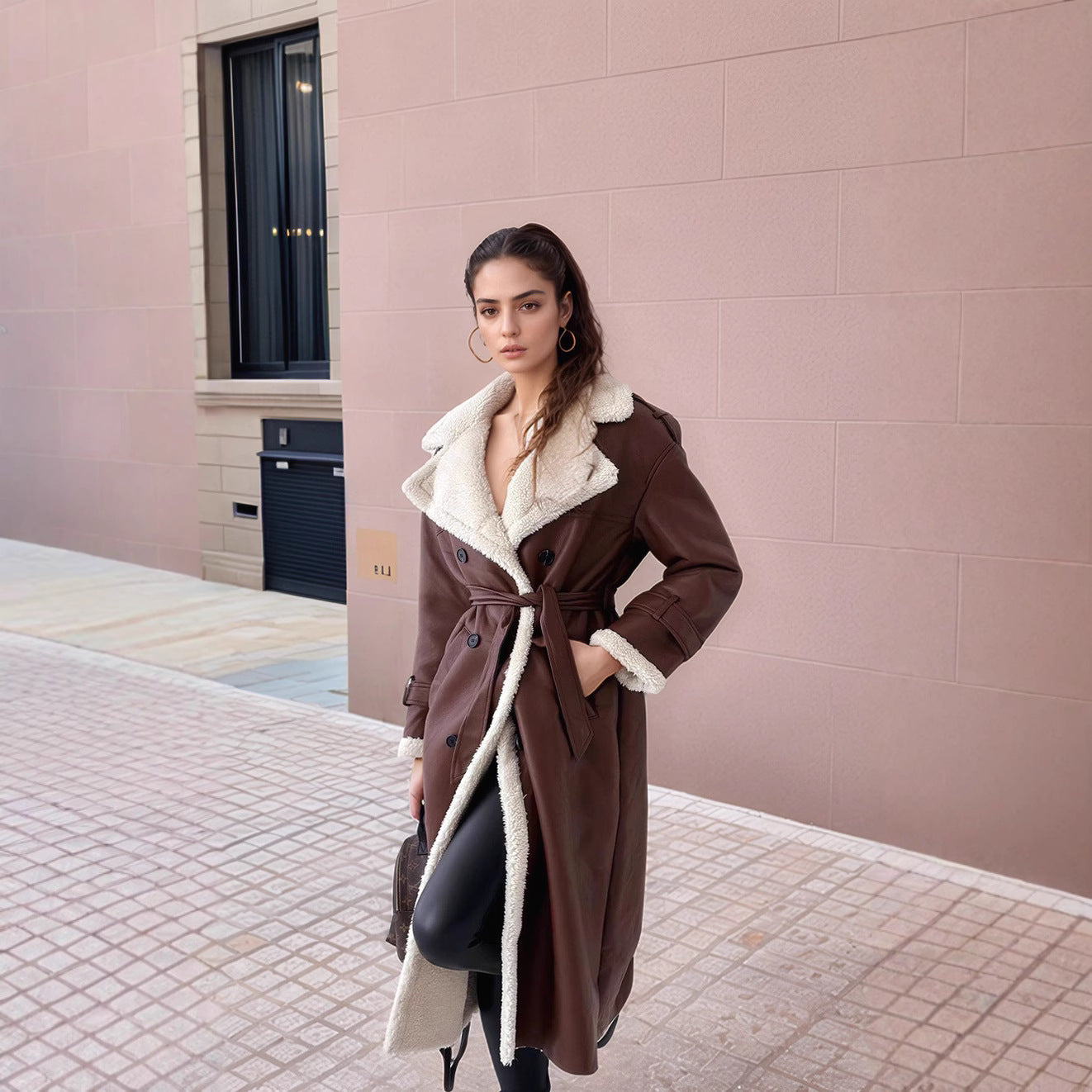 Renata - Abrigo largo con interior de borreguito mujer moda