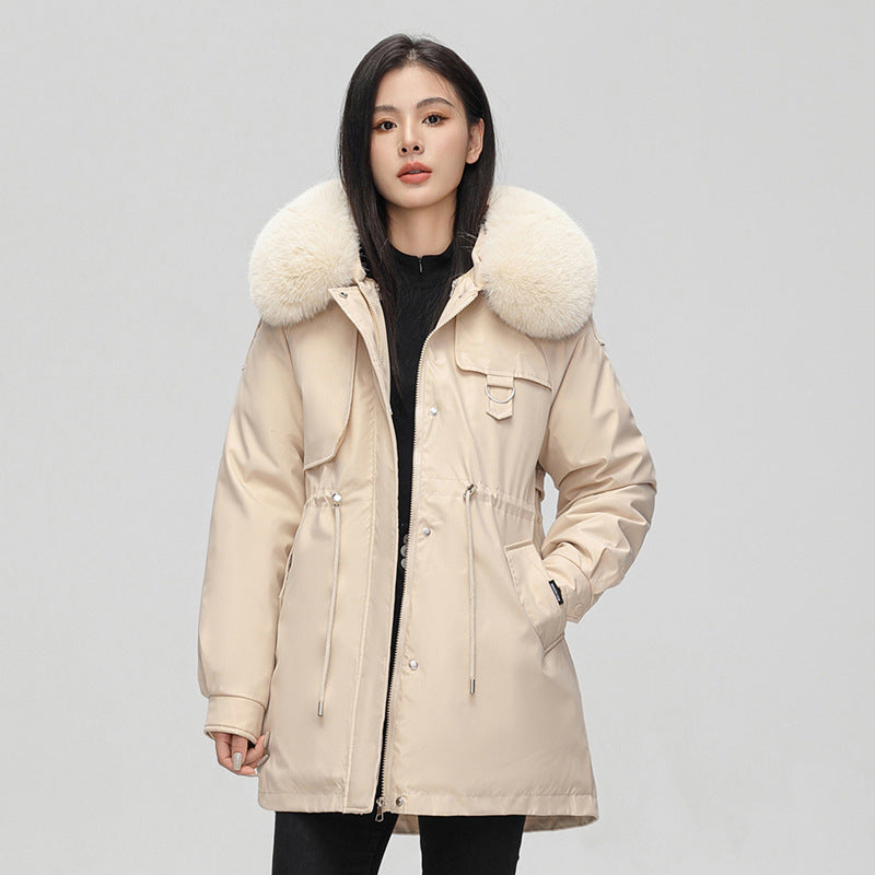 Julieta - Parka marrón de mujer con cuello de pelo