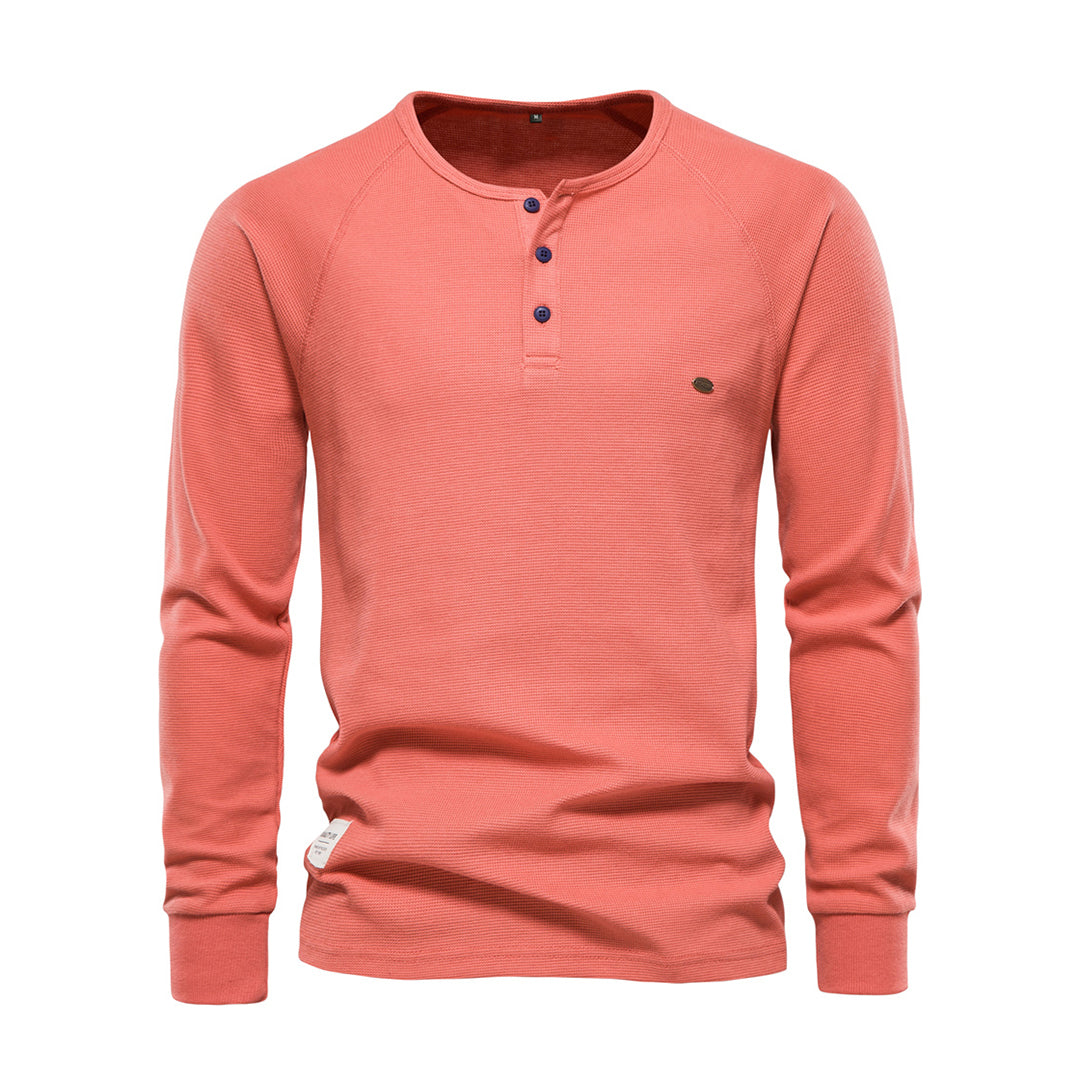Daniel - Camiseta henley verde de manga larga hombre