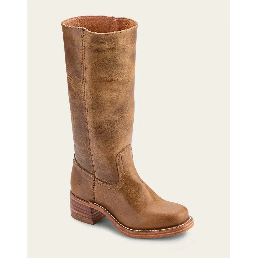 Valeria - Botas altas de cuero marrón con tacón bajo mujer