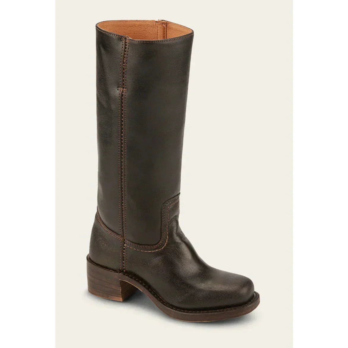 Valeria - Botas altas de cuero marrón con tacón bajo mujer
