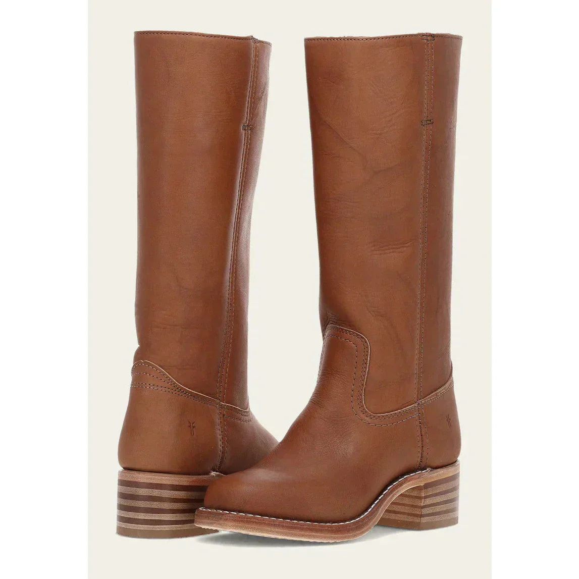 Valeria - Botas altas de cuero marrón con tacón bajo mujer