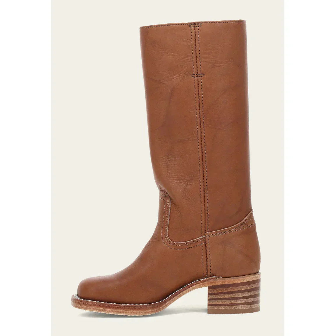 Valeria - Botas altas de cuero marrón con tacón bajo mujer