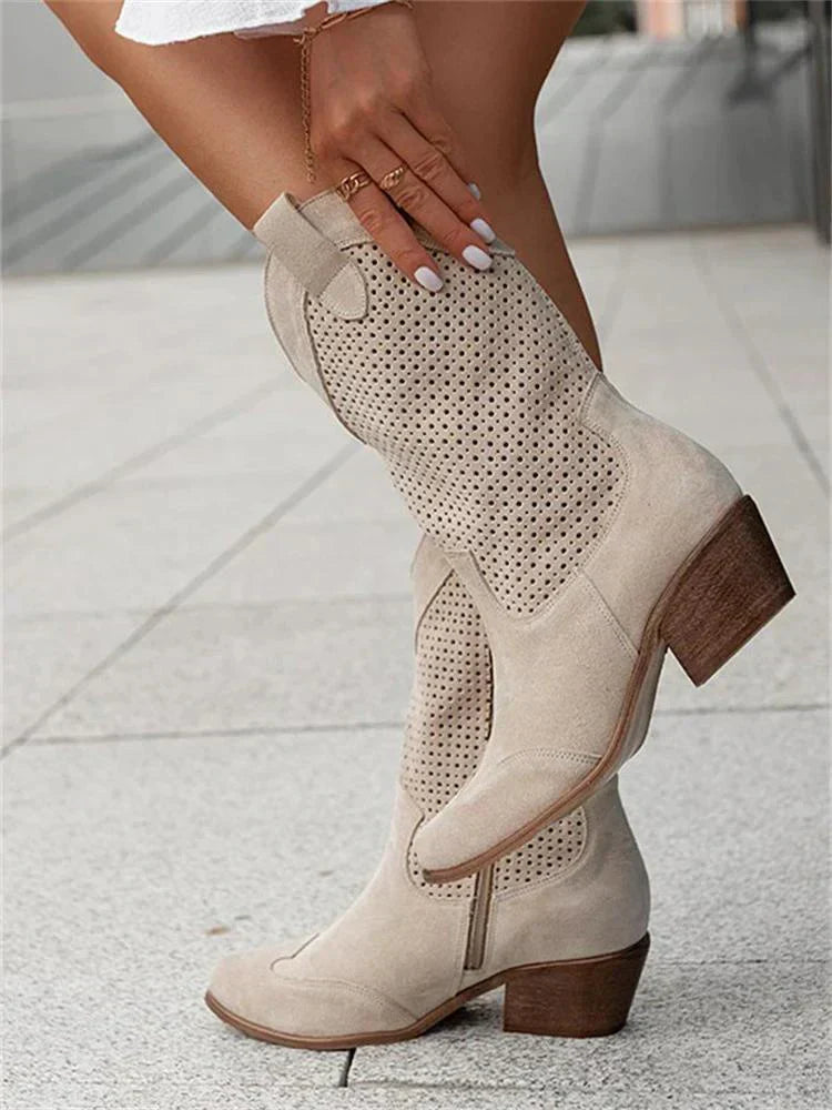 Reverie – Botas cowboy negras transpirables con tacón bajo
