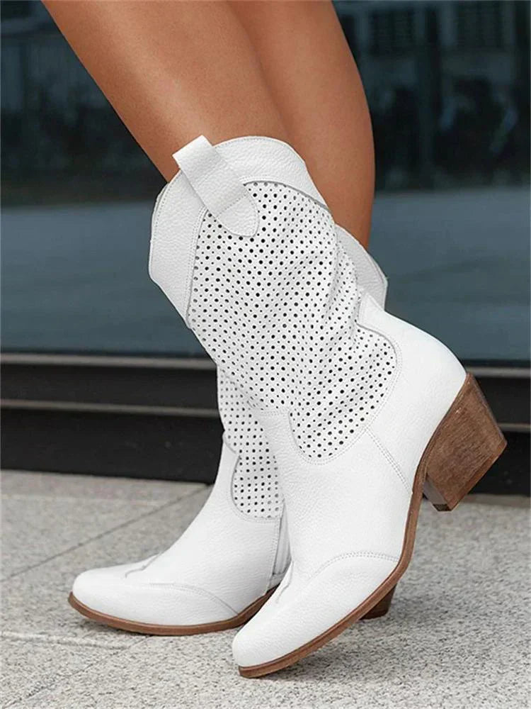 Reverie – Botas cowboy negras transpirables con tacón bajo