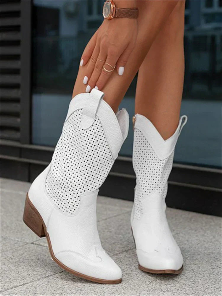 Reverie – Botas cowboy negras transpirables con tacón bajo
