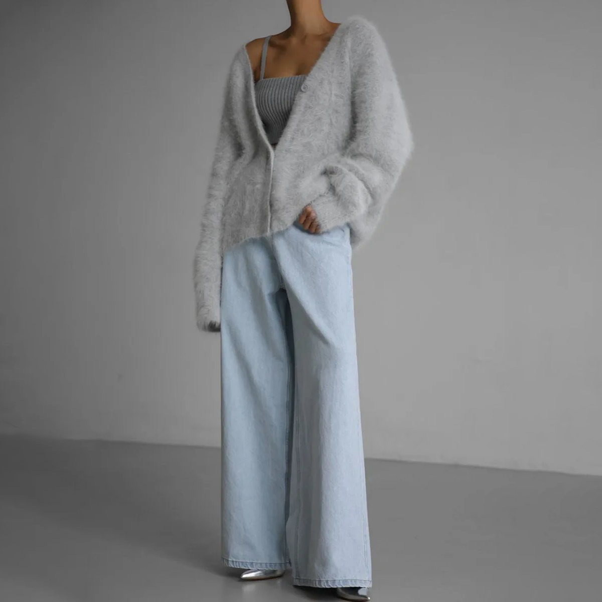 Isidora - Cárdigan cashmere de punto suave mujer oversize