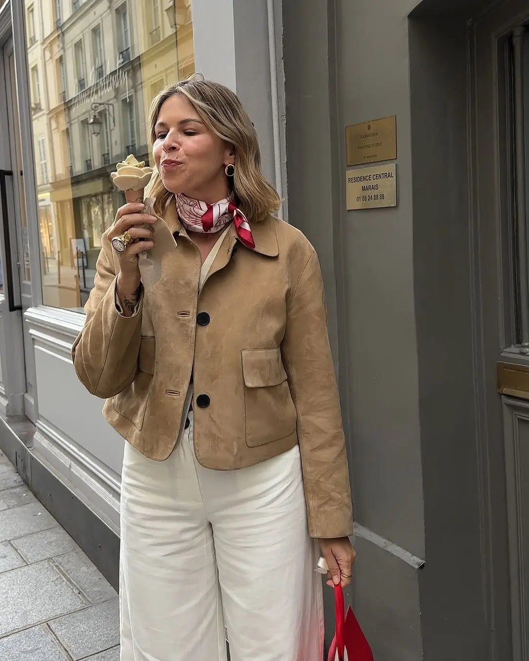 Irene - Chaqueta corta de ante sintético para mujer