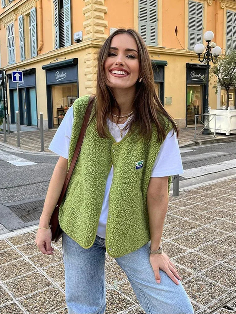 Alejandra - Chaleco de borreguito sin mangas mujer