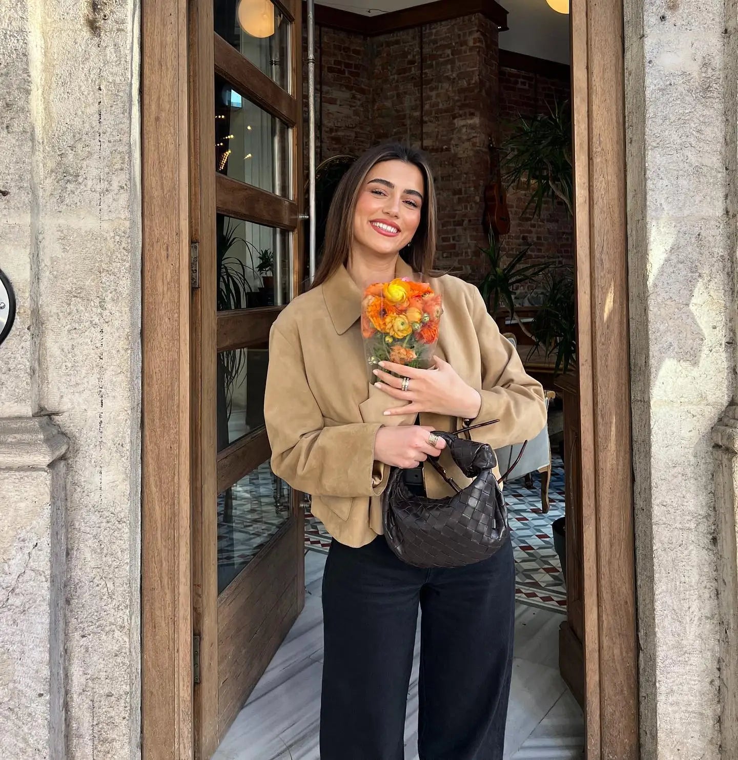 Irene - Chaqueta corta de ante sintético para mujer