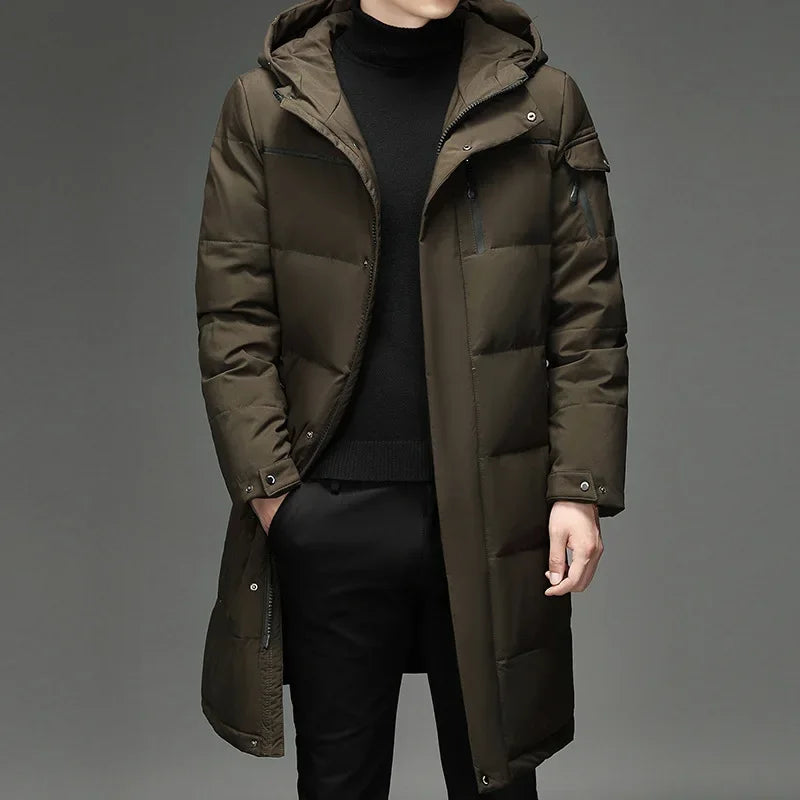 Martín - abrigo largo acolchado para hombre con capucha invierno