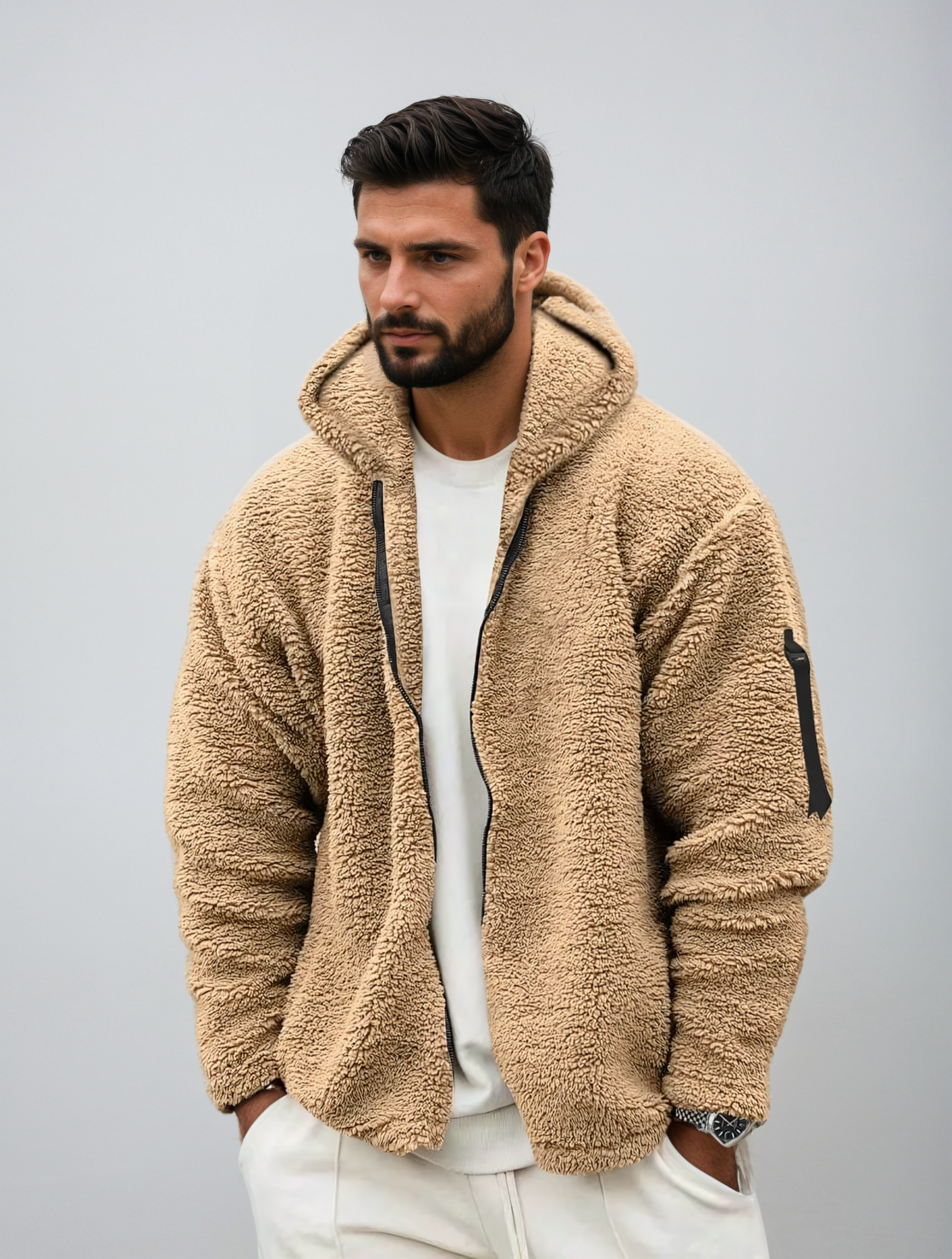 Ethan – Chaqueta lana polar con capucha para hombre